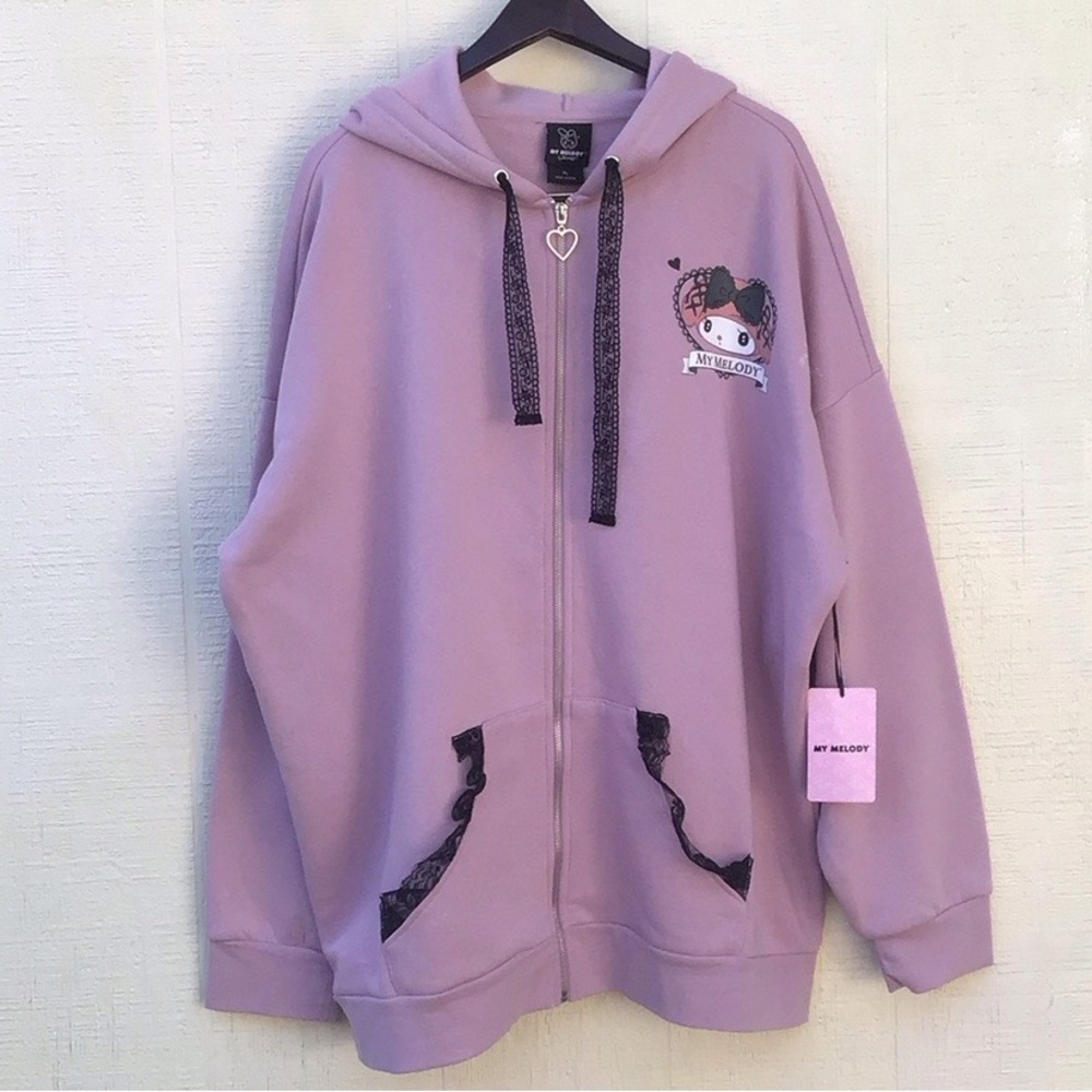 My Melody Sanrio Lolita lilac oversized lace ear hoodie may fit sizes Xl-1X - Picture 2 of 16
